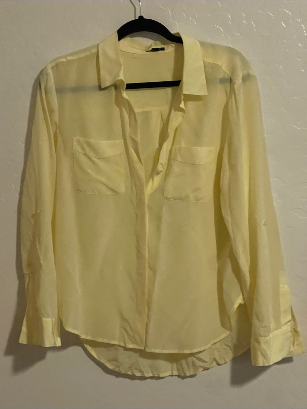 Ann Taylor Butter Yellow Silk Blouse Size M
